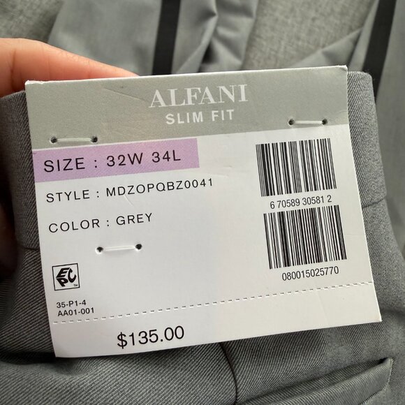 New Mens ALFATECH ALFANI Suit Pants Gray Black Stripe 32W 34L Slim Fit $135 - Picture 6 of 16